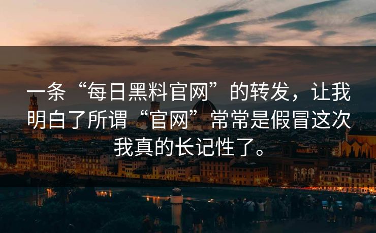 一条“每日黑料官网”的转发，让我明白了所谓“官网”常常是假冒这次我真的长记性了。