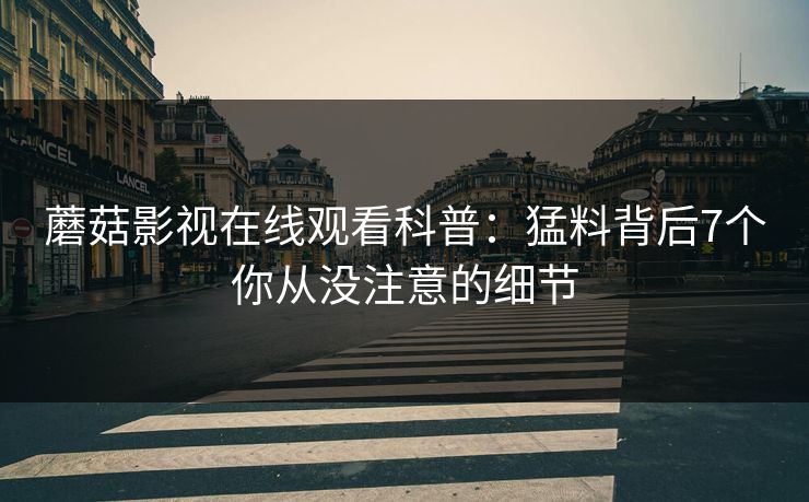 蘑菇影视在线观看科普:猛料背后7个你从没注意的细节