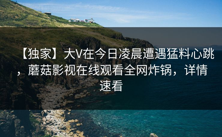 【独家】大V在今日凌晨遭遇猛料心跳，蘑菇影视在线观看全网炸锅，详情速看