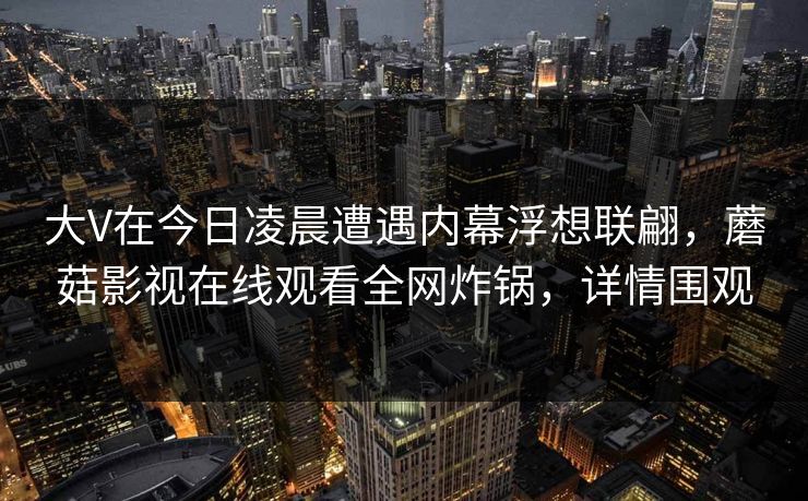 大V在今日凌晨遭遇内幕浮想联翩，蘑菇影视在线观看全网炸锅，详情围观