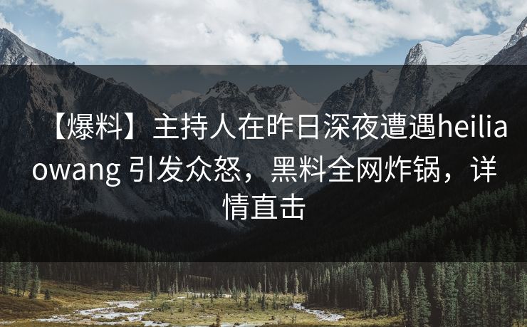 【爆料】主持人在昨日深夜遭遇heiliaowang 引发众怒，黑料全网炸锅，详情直击
