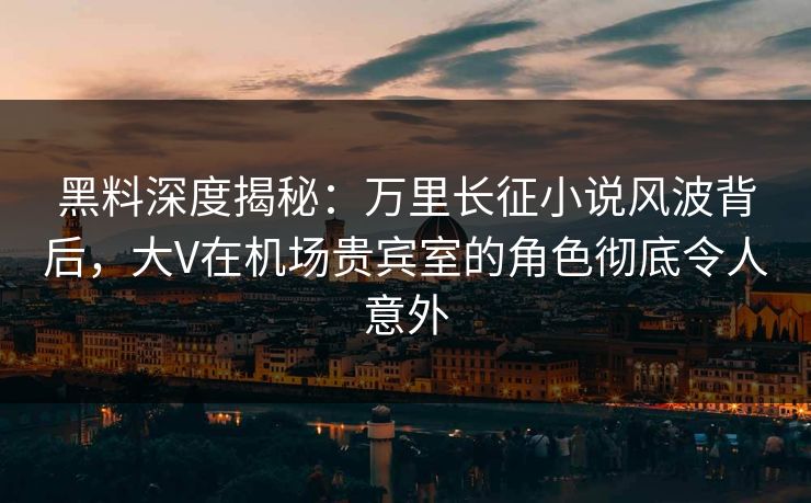 黑料深度揭秘：万里长征小说风波背后，大V在机场贵宾室的角色彻底令人意外